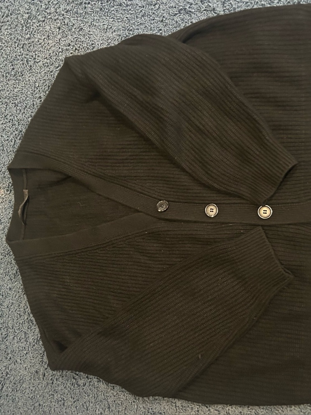 Classic Black Ribbed Button-Front Cardigan